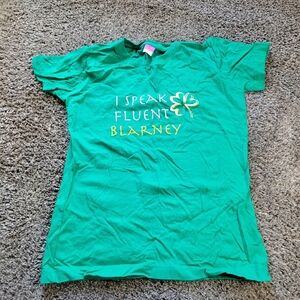 Ladies "I Speak Fluent Blarney" T-shirt Short Sleeve Green Irish St. Patrick's
